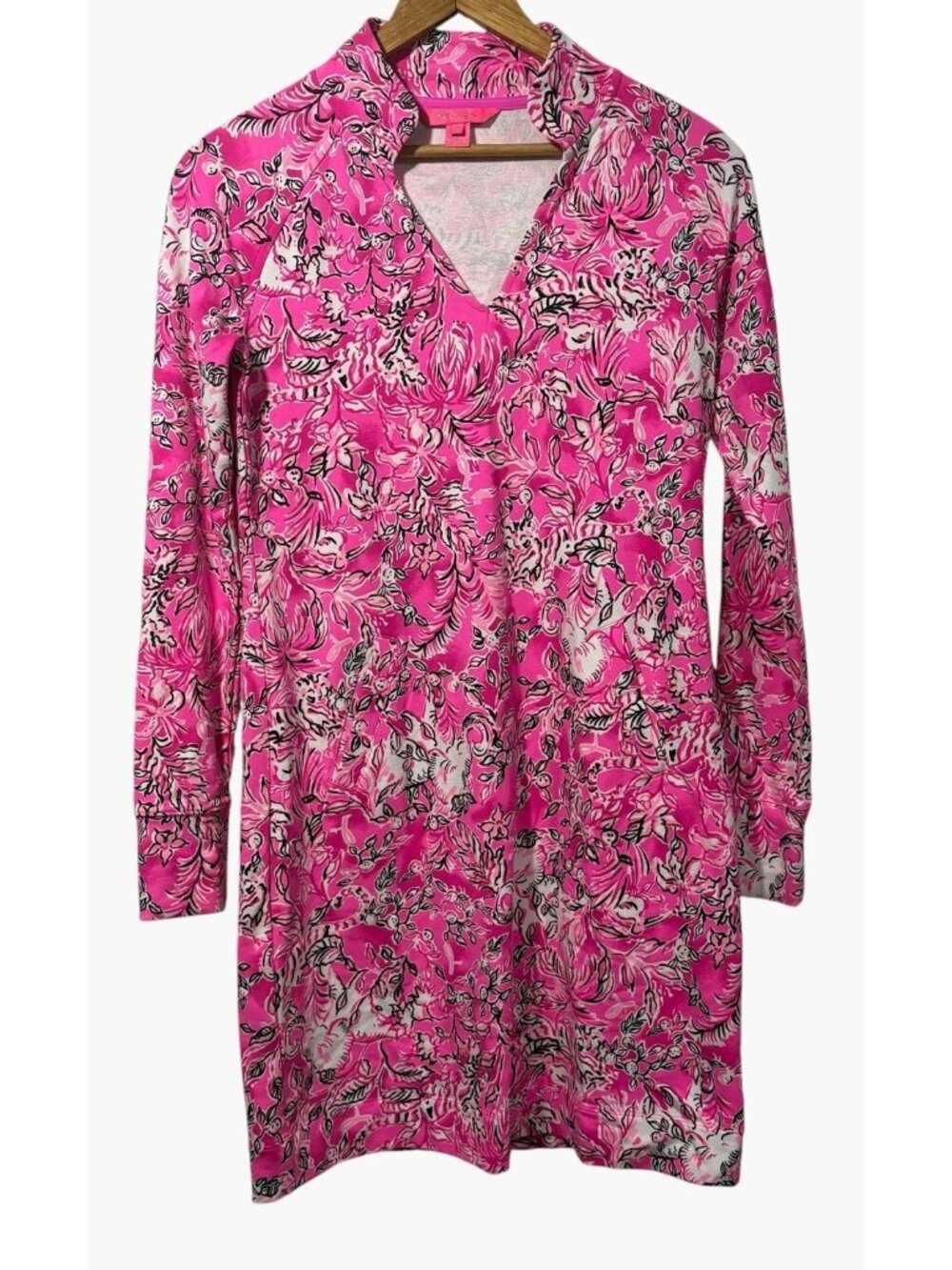 Lilly Pulitzer UPF 50+ Cassi Dress Plumeria Purrposefully Pink w /Pockets Sz XS